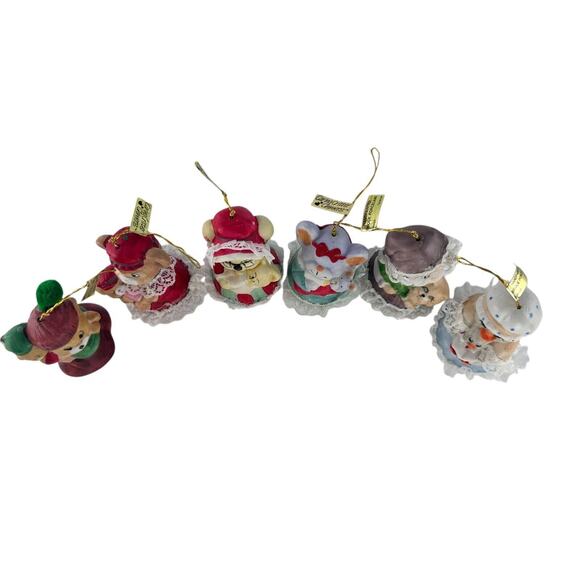 Jasco Caring Critters Chimer Bells Christmas Ornaments Set Of 6 Hand Painted - Picture 14 of 15